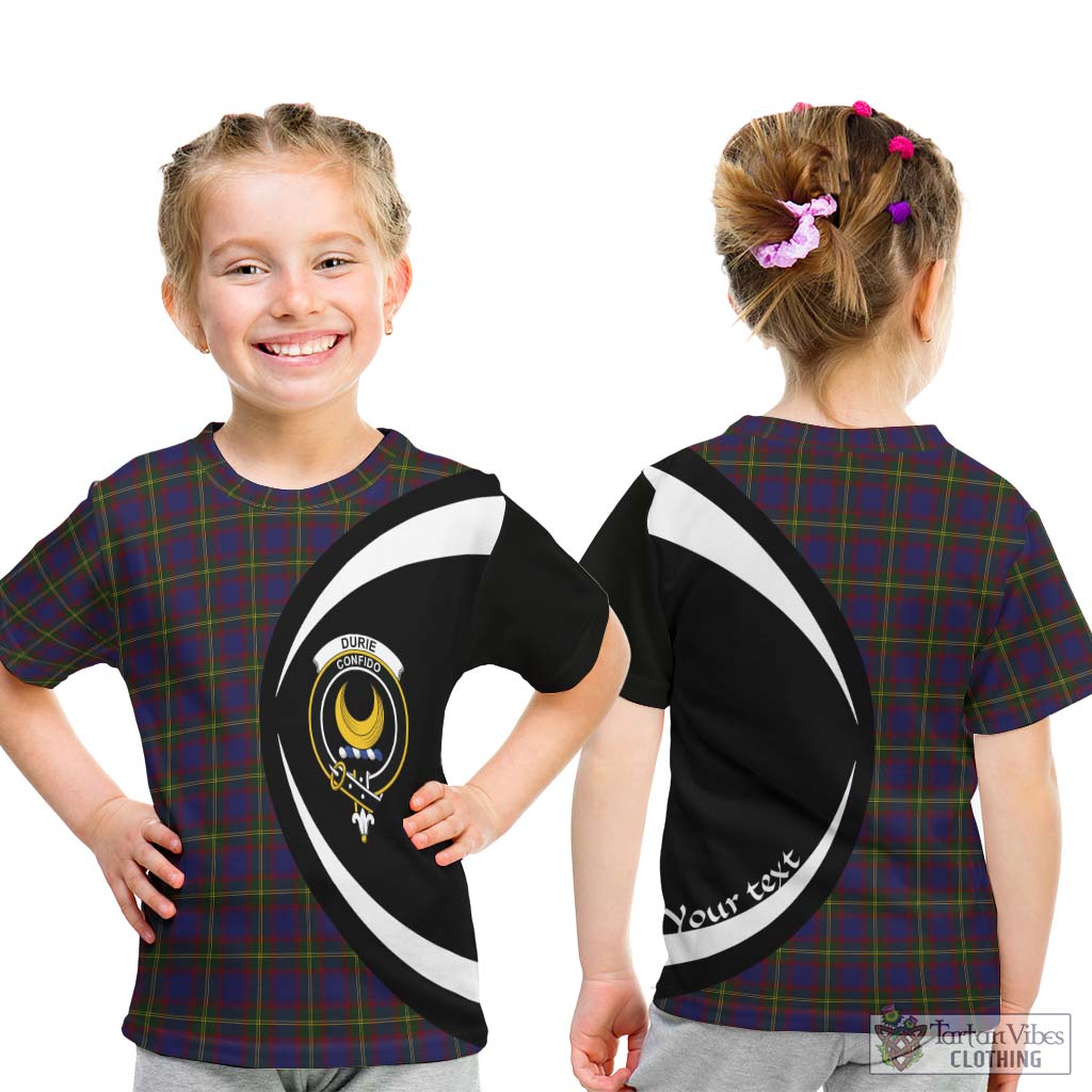 Durie Tartan Kid T-Shirt with Family Crest Circle Style - Tartan Vibes Clothing