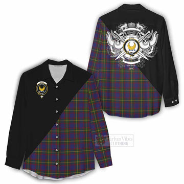 Durie Tartan Women's Casual Shirt with Family Crest and Military Logo Style - Tartan Vibes Clothing