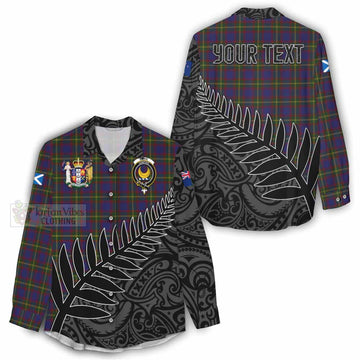 Durie Crest Tartan Women's Casual Shirt with New Zealand Silver Fern Half Style - Tartan Vibes Clothing