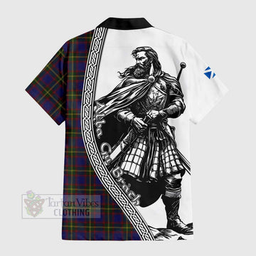Durie Tartan Clan Crest Hawaiian Shirt with Highlander Warrior Celtic Style - Tartan Vibes Clothing