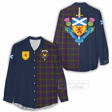 Durie Tartan Women's Casual Shirt Alba with Scottish Lion Royal Arm Half Style - Tartan Vibes Clothing