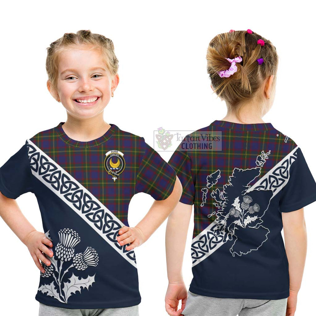 Durie Tartan Kid T-Shirt Featuring Thistle and Scotland Map - Tartan Vibes Clothing