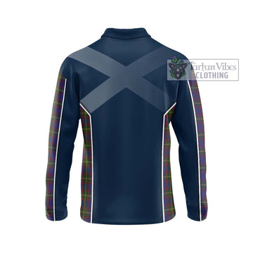 Durie Tartan Long Sleeve Polo Shirt with Family Crest and Lion Rampant Vibes Sport Style - Tartan Vibes Clothing