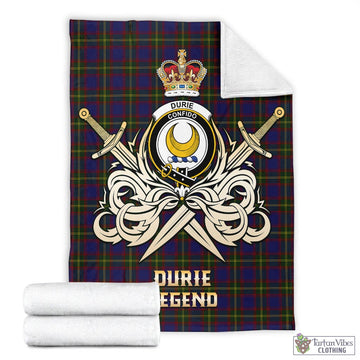 Durie Tartan Blanket with Clan Crest and the Golden Sword of Courageous Legacy - Tartan Vibes Clothing