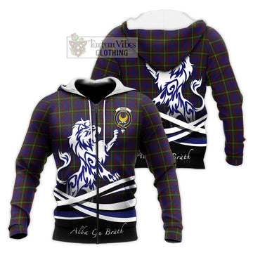 Durie Tartan Knitted Hoodie with Alba Gu Brath Regal Lion Emblem Unisex Knitted Zip Hoodie - Tartan Vibes Clothing