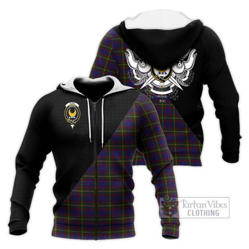 Durie Tartan Knitted Hoodie with Family Crest and Military Logo Style Unisex Knitted Zip Hoodie - Tartan Vibes Clothing