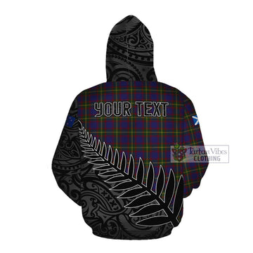 Durie Crest Tartan Cotton Hoodie with New Zealand Silver Fern Half Style Pullover Hoodie - Tartan Vibes Clothing