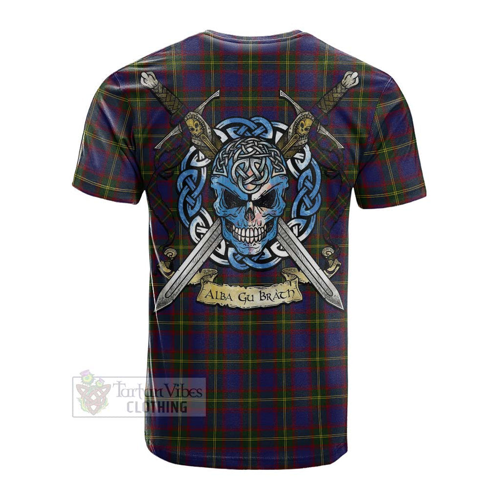 Durie Tartan Cotton T-shirt with Family Crest Celtic Skull Style Men's Shirt - Tartan Vibes Clothing
