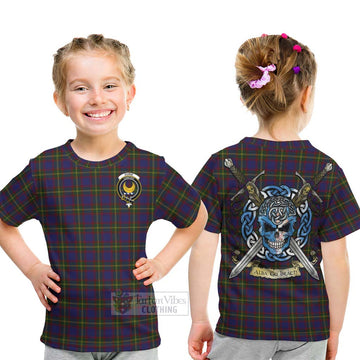 Durie Tartan Kid T-Shirt with Family Crest Celtic Skull Style - Tartan Vibes Clothing