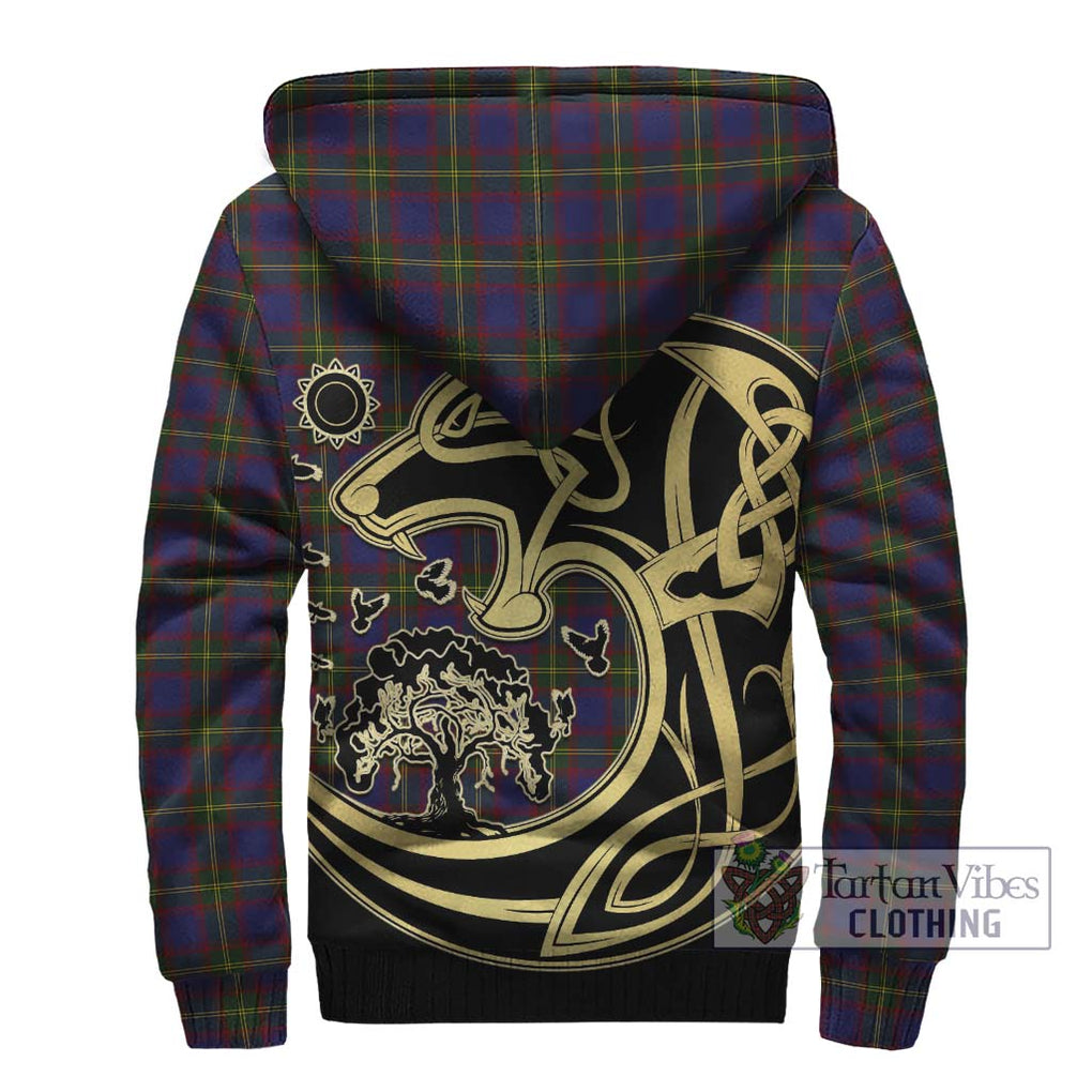 Durie Tartan Sherpa Hoodie with Family Crest Celtic Wolf Style - Tartan Vibes Clothing