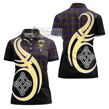 Durie Tartan Women's Polo Shirt with Family Crest and Celtic Symbol Style - Tartan Vibes Clothing