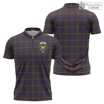 Durie Tartan Zipper Polo Shirt with Family Crest