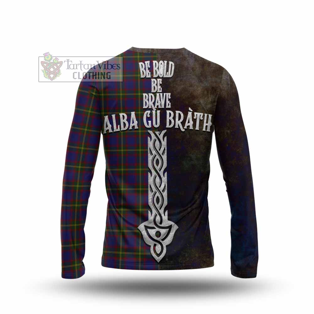 Tartan Vibes Clothing Durie Tartan Family Crest Long Sleeve T-Shirt Alba Gu Brath Be Brave Lion Ancient Style