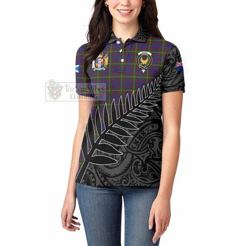 Durie Crest Tartan Women's Polo Shirt with New Zealand Silver Fern Half Style - Tartan Vibes Clothing