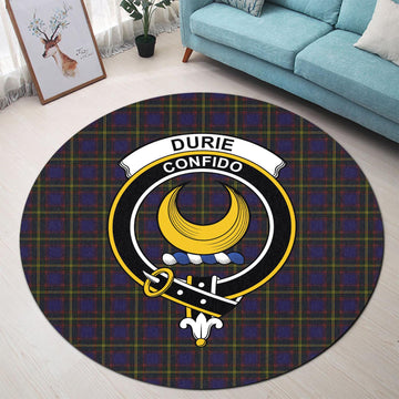 Durie Tartan Round Rug with Family Crest - Tartan Vibes Clothing
