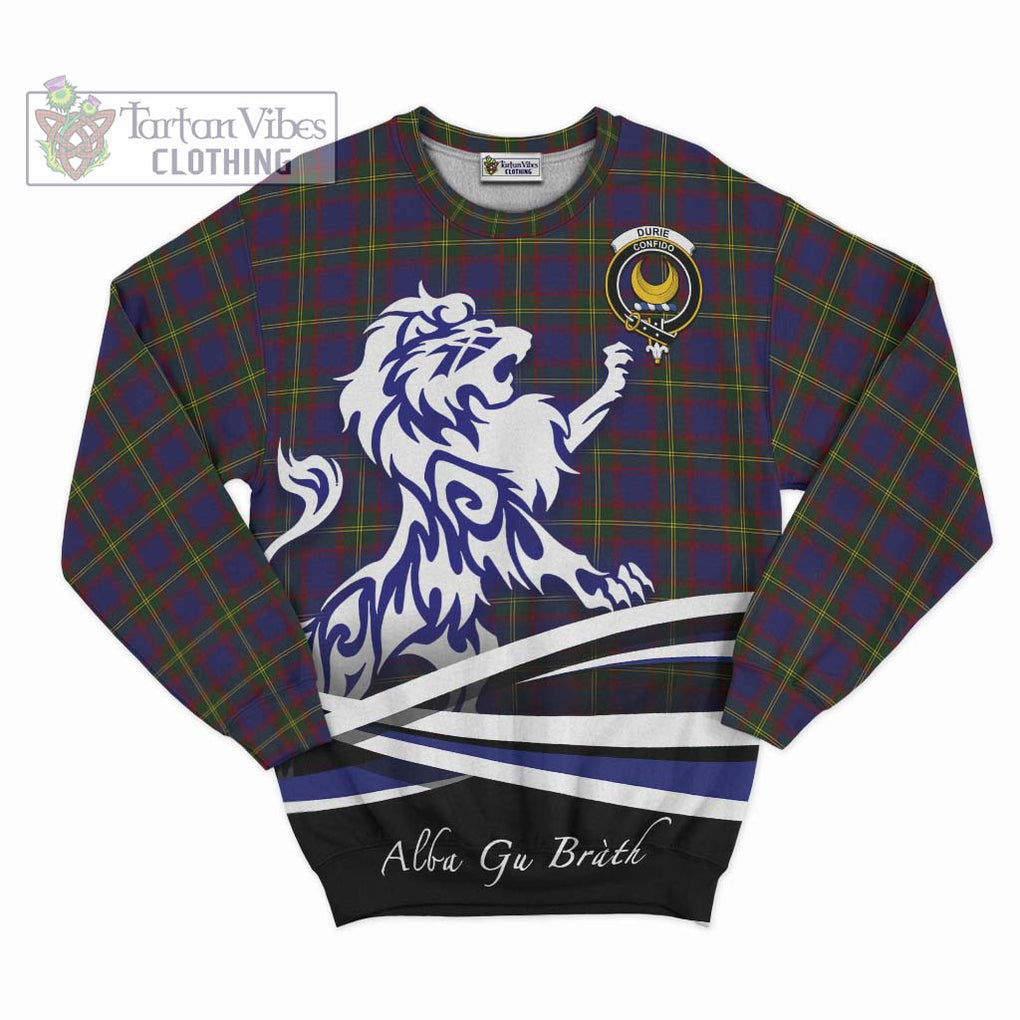 Durie Tartan Sweatshirt with Alba Gu Brath Regal Lion Emblem - Tartan Vibes Clothing