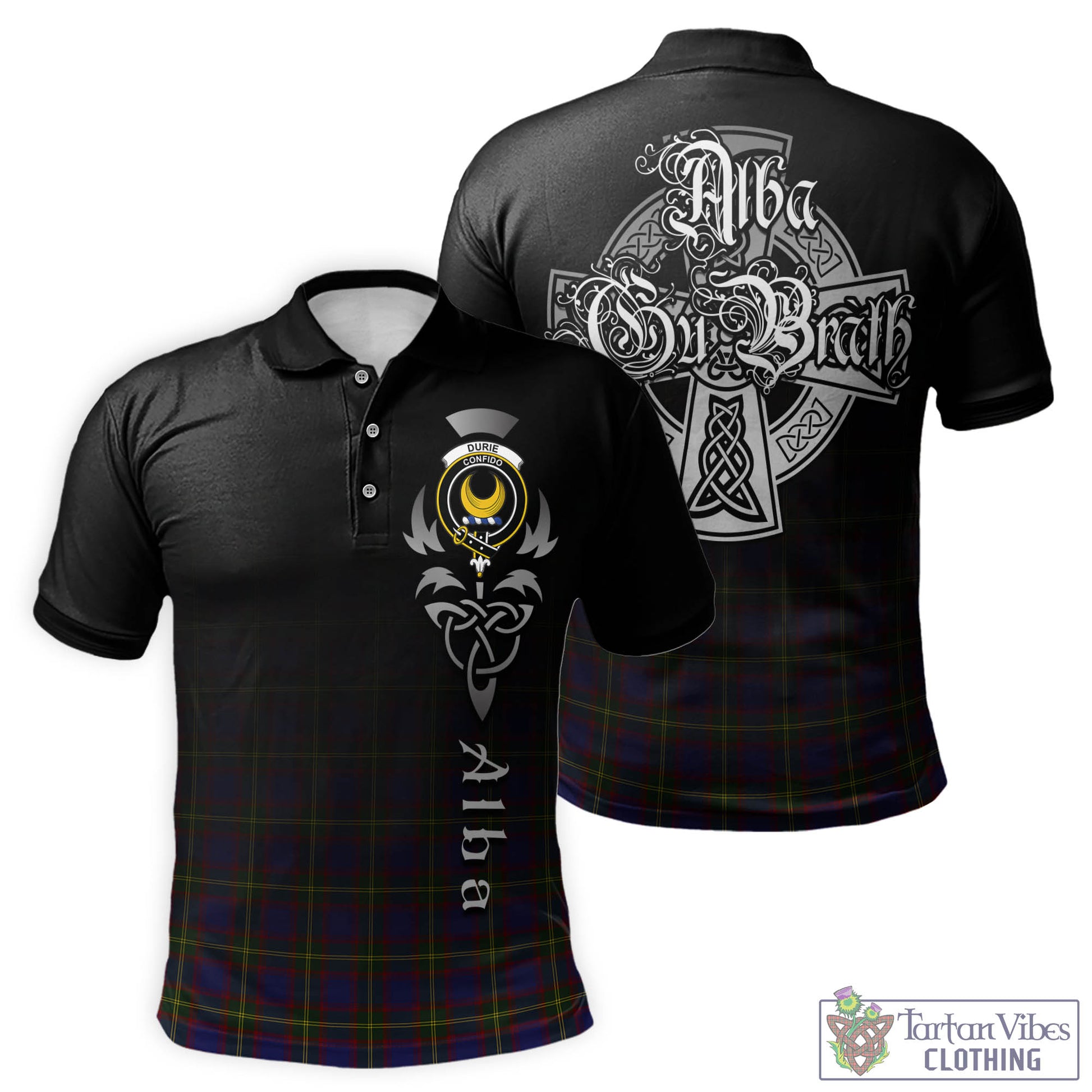 Durie Tartan Polo Shirt Featuring Alba Gu Brath Family Crest Celtic Inspired - Tartan Vibes Clothing