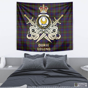 Durie Tartan Tapestry with Clan Crest and the Golden Sword of Courageous Legacy - Tartan Vibes Clothing