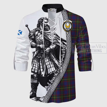 Durie Tartan Clan Crest Ghillie Kilt Shirt with Highlander Warrior Celtic Style - Tartan Vibes Clothing