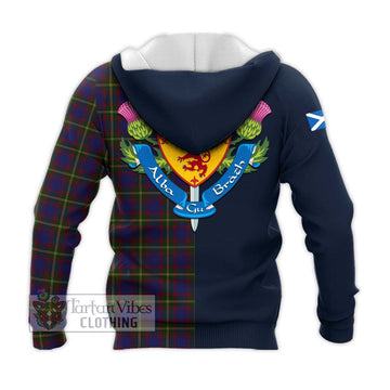 Durie Tartan Knitted Hoodie Alba with Scottish Lion Royal Arm Half Style - Tartan Vibes Clothing