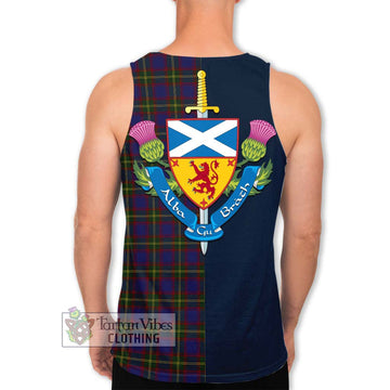 Durie Tartan Men's Tank Top Alba with Scottish Lion Royal Arm Half Style - Tartan Vibes Clothing