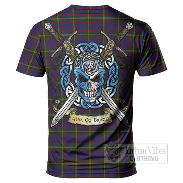 Durie Tartan T-Shirt with Family Crest Celtic Skull Style - Tartan Vibes Clothing