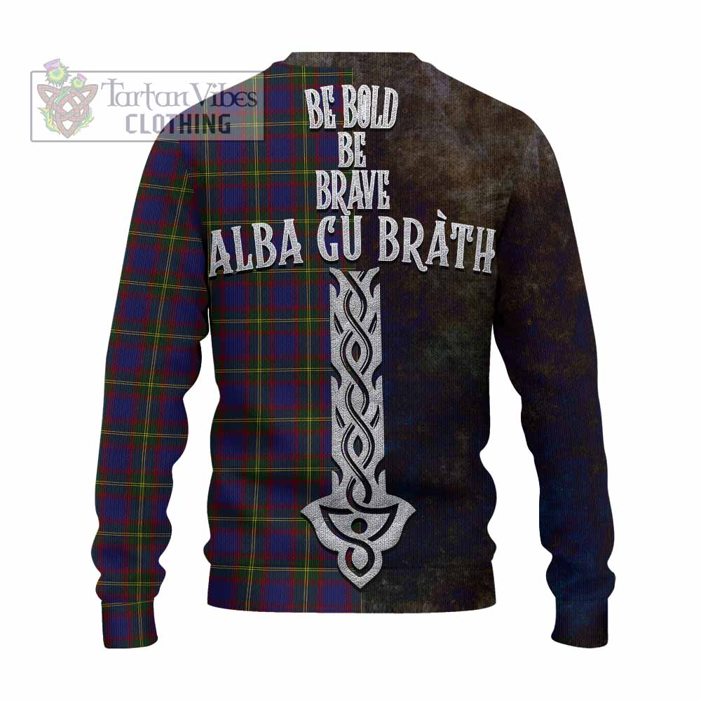 Tartan Vibes Clothing Durie Tartan Family Crest Knitted Sweater Alba Gu Brath Be Brave Lion Ancient Style
