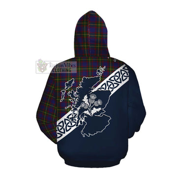 Durie Tartan Cotton Hoodie Featuring Thistle and Scotland Map Pullover Hoodie - Tartan Vibes Clothing