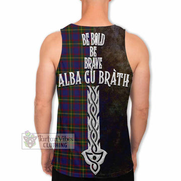 Tartan Vibes Clothing Durie Tartan Family Crest Men's Tank Top Alba Gu Brath Be Brave Lion Ancient Style