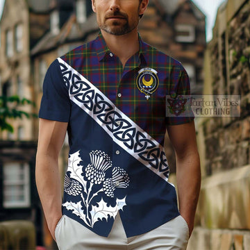 Durie Tartan Hawaiian Shirt Featuring Thistle and Scotland Map - Tartan Vibes Clothing