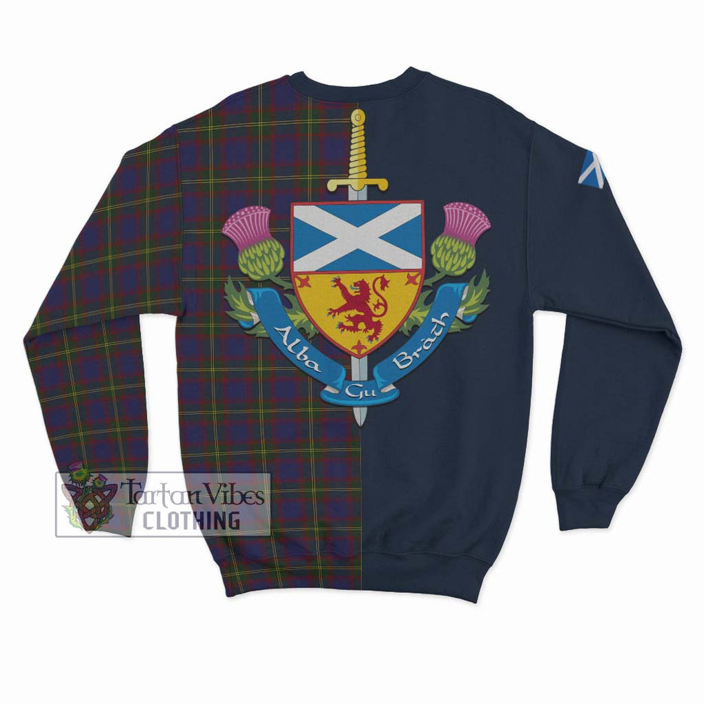 Durie Tartan Sweatshirt Alba with Scottish Lion Royal Arm Half Style - Tartan Vibes Clothing