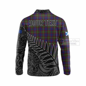 Durie Crest Tartan Long Sleeve Polo Shirt with New Zealand Silver Fern Half Style - Tartan Vibes Clothing