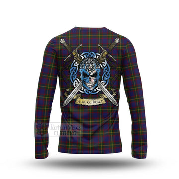 Durie Tartan Long Sleeve T-Shirt with Family Crest Celtic Skull Style - Tartan Vibes Clothing