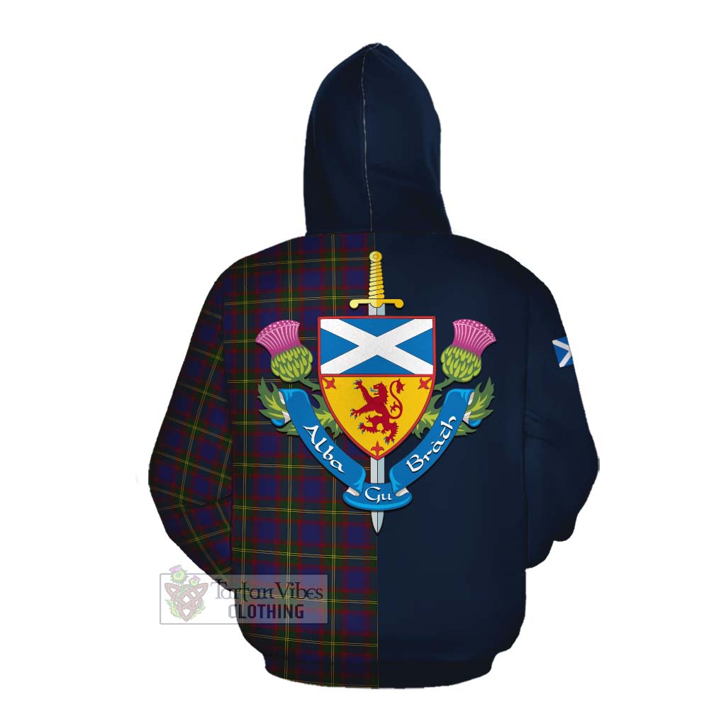 Durie Tartan Cotton Hoodie Alba with Scottish Lion Royal Arm Half Style Pullover Hoodie - Tartan Vibes Clothing