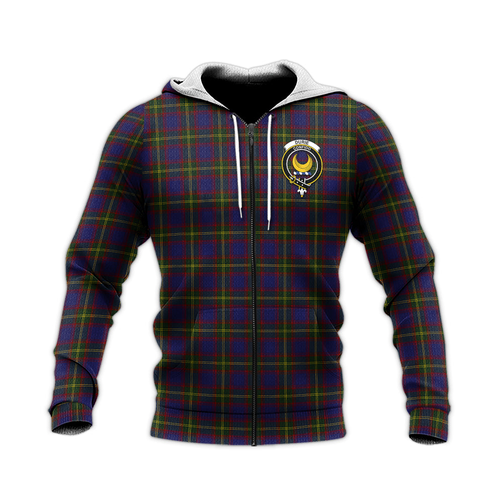 Durie Tartan Knitted Hoodie with Family Crest Unisex Knitted Zip Hoodie - Tartan Vibes Clothing