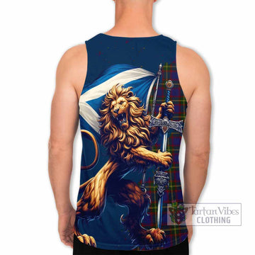 Durie Tartan Family Crest Men's Tank Top with Scottish Majestic Lion - Tartan Vibes Clothing