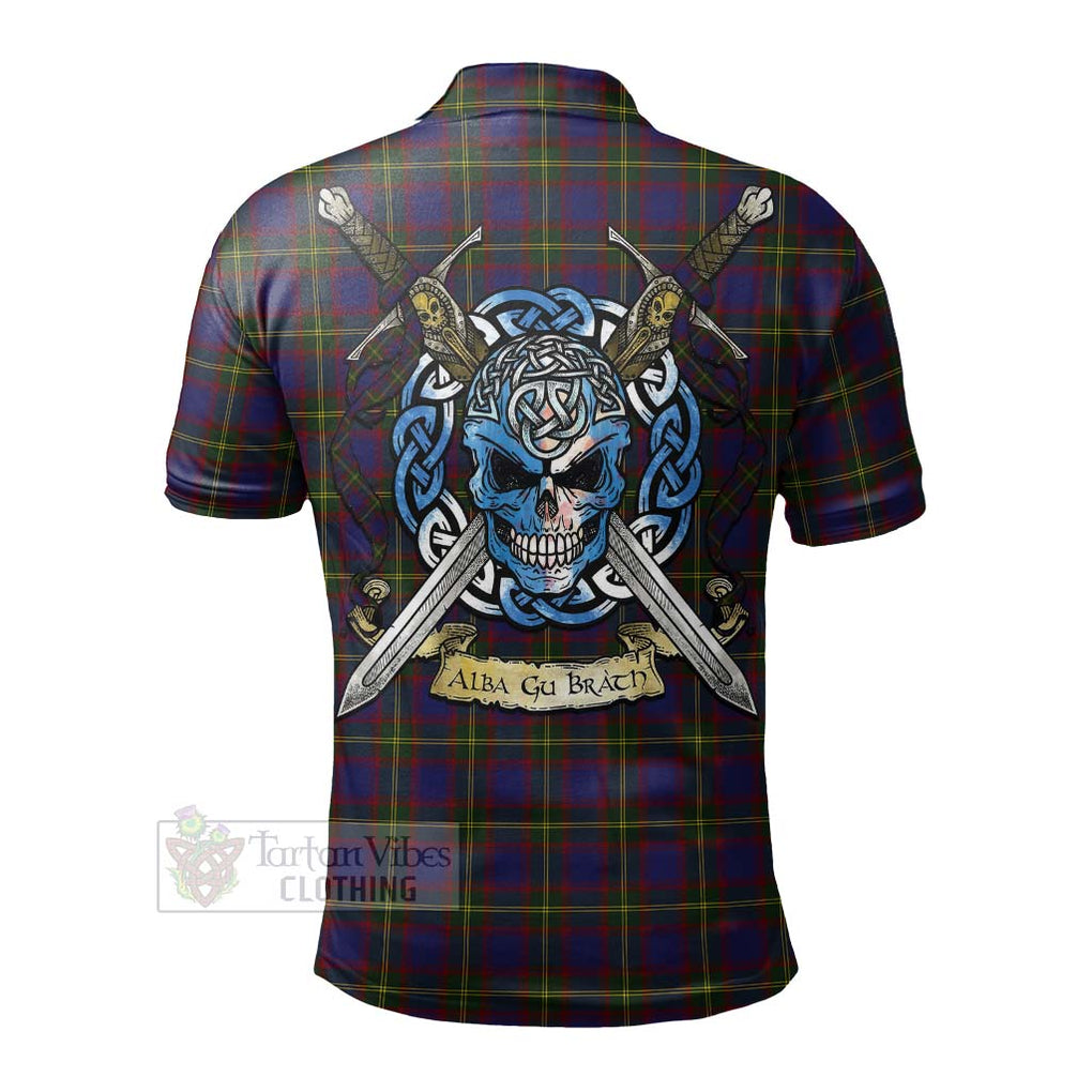 Durie Tartan Polo Shirt with Family Crest Celtic Skull Style - Tartan Vibes Clothing