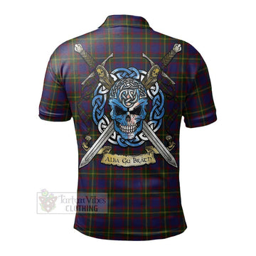 Durie Tartan Polo Shirt with Family Crest Celtic Skull Style - Tartan Vibes Clothing