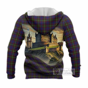 Durie Tartan Family Crest Knitted Hoodie with Scottish Ancient Castle Style - Tartan Vibes Clothing