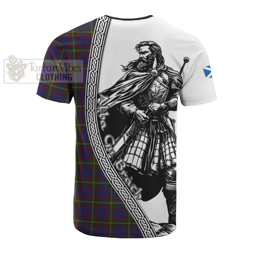 Durie Tartan Clan Crest Cotton T-shirt with Highlander Warrior Celtic Style - Tartan Vibes Clothing