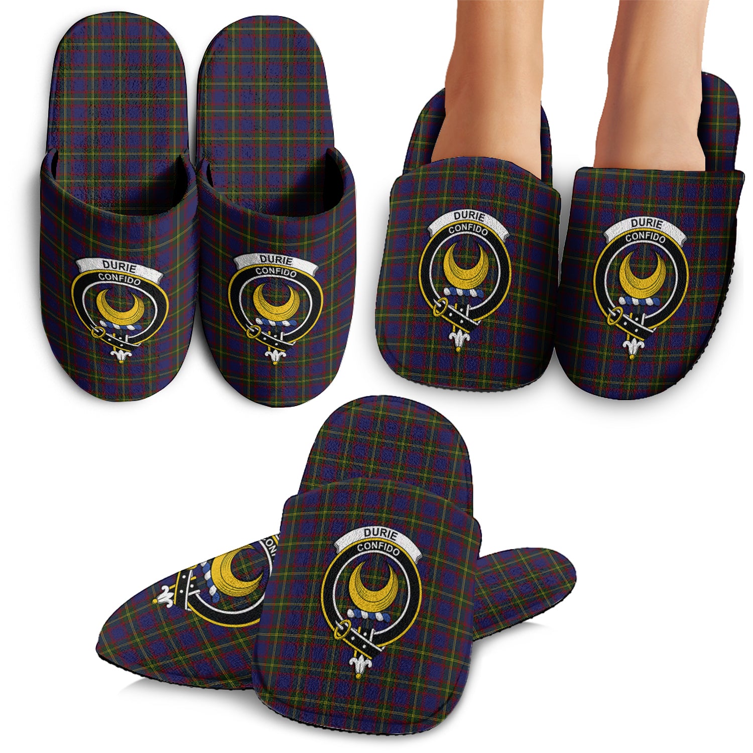 Durie Tartan Home Slippers with Family Crest - Tartan Vibes Clothing