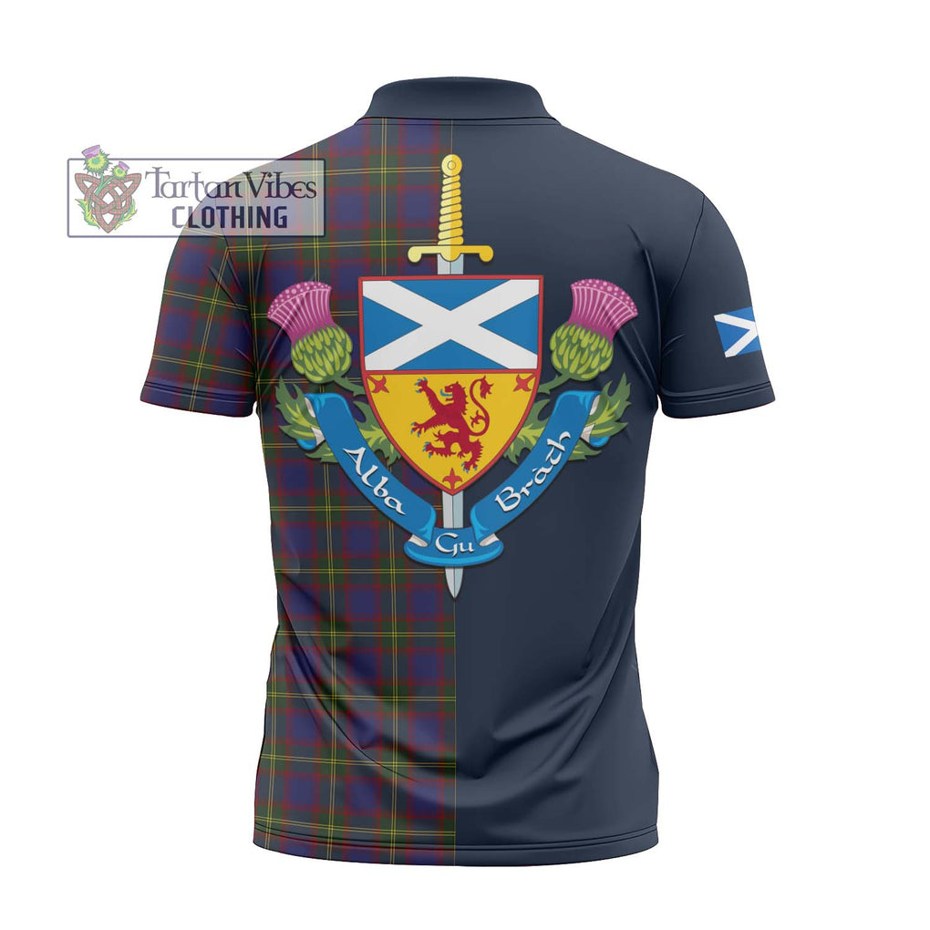 Tartan Vibes Clothing Durie Tartan Zipper Polo Shirt with Scottish Lion Royal Arm Half Style