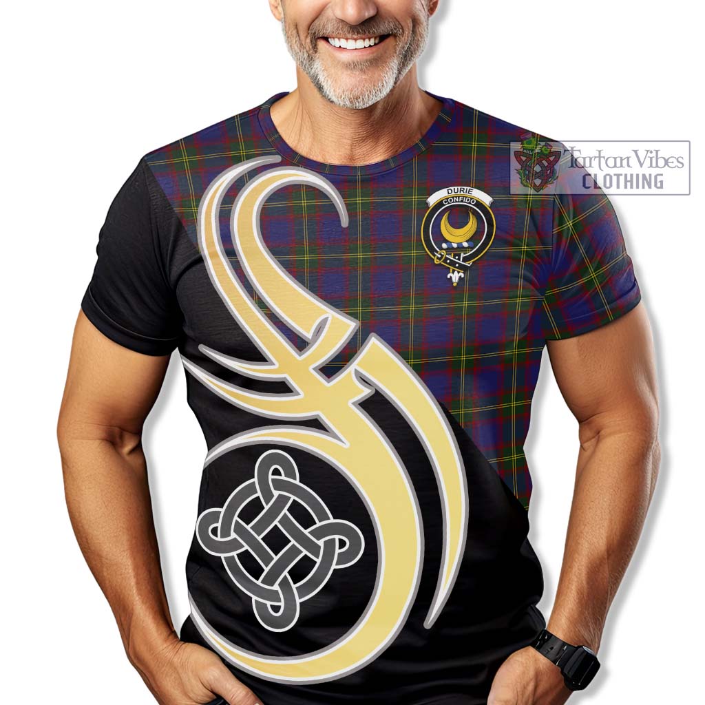 Durie Tartan T-Shirt with Family Crest and Celtic Symbol Style - Tartan Vibes Clothing