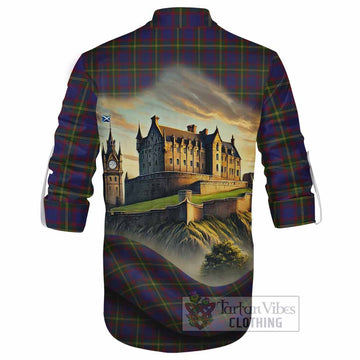 Durie Tartan Family Crest Ghillie Kilt Shirt with Scottish Ancient Castle Style - Tartan Vibes Clothing