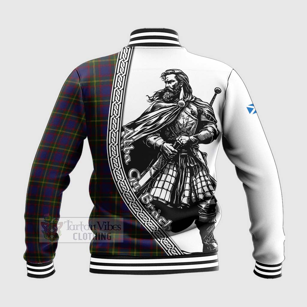 Durie Tartan Clan Crest Baseball Jacket with Highlander Warrior Celtic Style - Tartan Vibes Clothing
