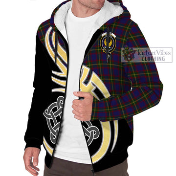 Durie Tartan Sherpa Hoodie with Family Crest and Celtic Symbol Style - Tartan Vibes Clothing