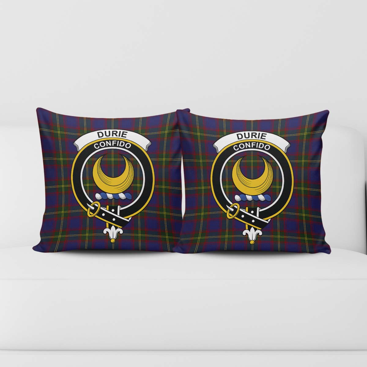Durie Tartan Pillow Cover with Family Crest - Tartan Vibes Clothing