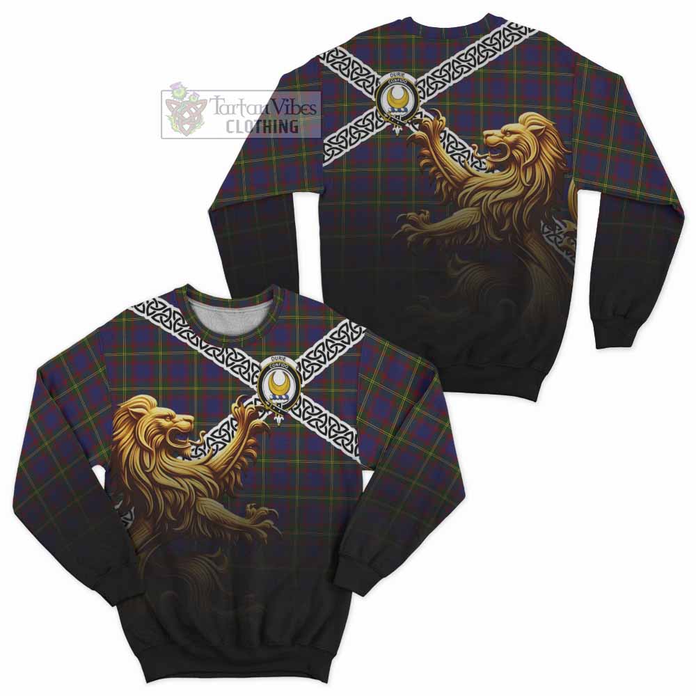 Durie Crest Tartan Sweatshirt with Golden Lion Emblem Celtic Style - Tartan Vibes Clothing