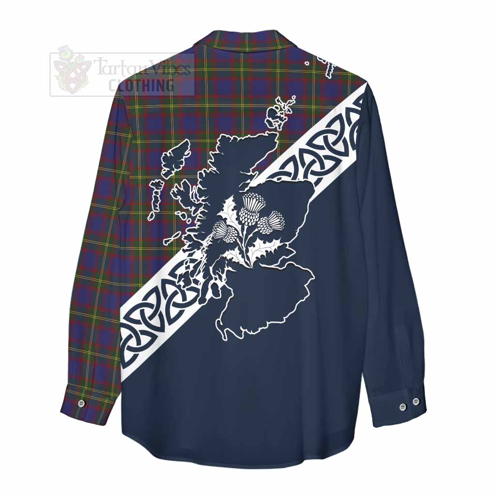 Durie Tartan Women's Casual Shirt Featuring Thistle and Scotland Map - Tartan Vibes Clothing