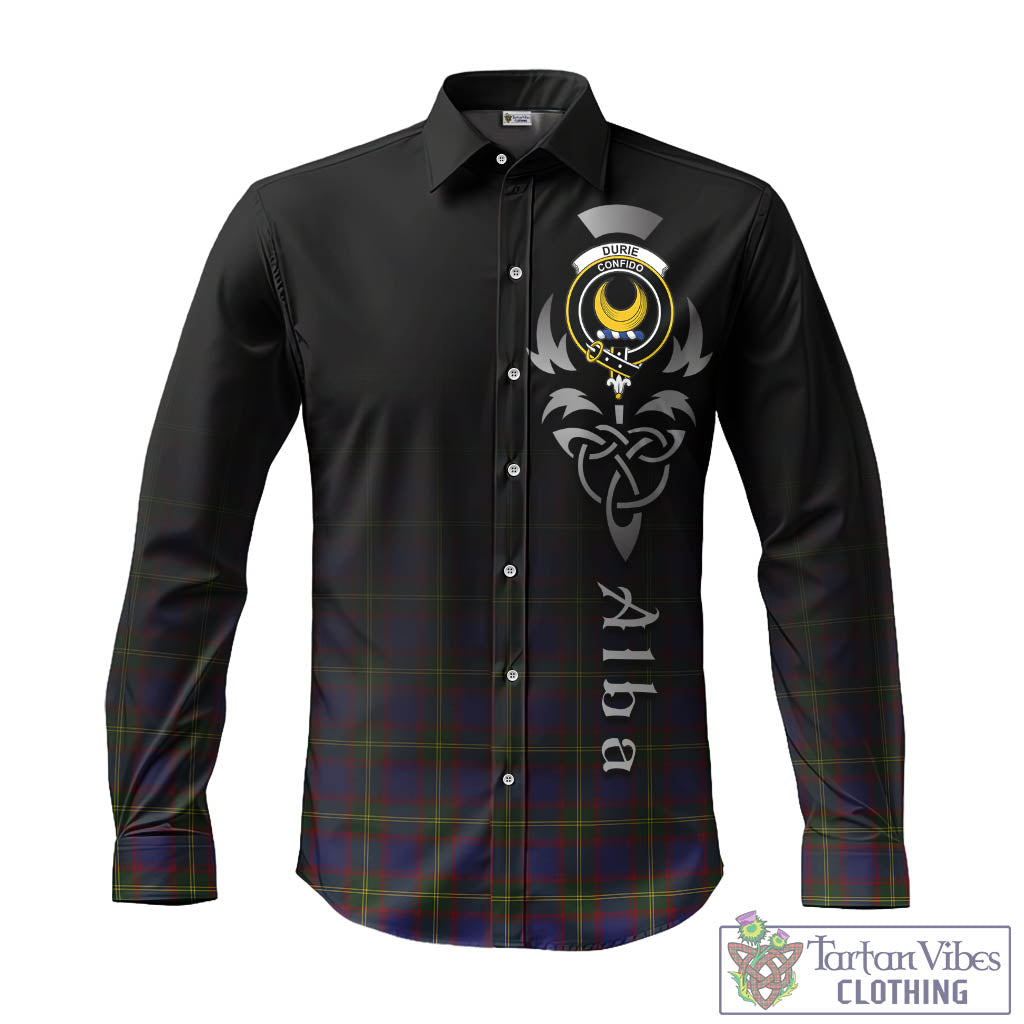 Durie Tartan Long Sleeve Button Up Featuring Alba Gu Brath Family Crest Celtic Inspired - Tartan Vibes Clothing